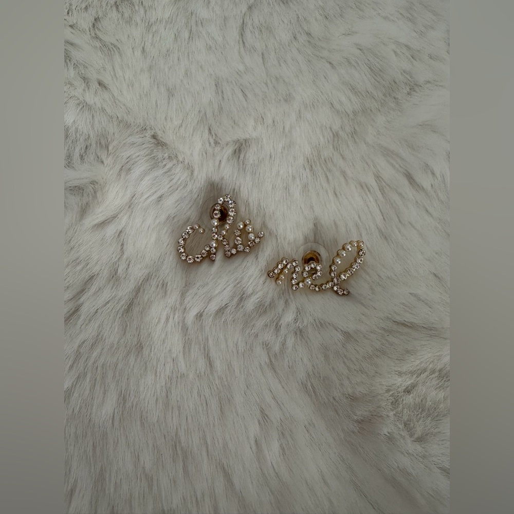 Gold Pearl Letter Earrings